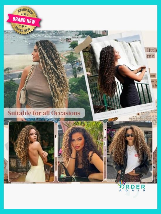 Clip in Hair Extensions 26 Inch Long Protein Silk Curly Hairpieces for Women main image 3